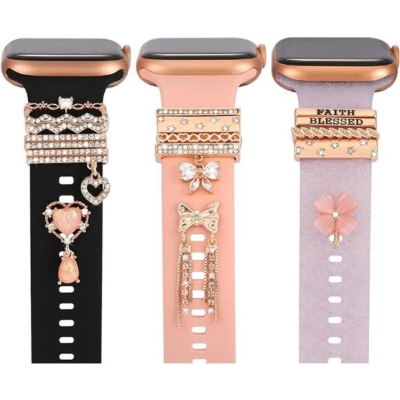 NEW 3 sets Apple Watch Band Crystal Bling Charms - Picture 1 of 6